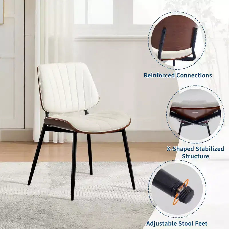Lot de 2 chaises de salle à manger Acekool en cuir PU, dossier coque, chaises d'appoint style Mid-Century pour salle à manger ou cuisine