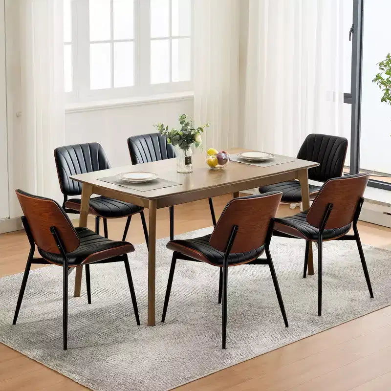 Lot de 2 chaises de salle à manger Acekool en cuir PU, dossier coque, chaises d'appoint style Mid-Century pour salle à manger ou cuisine