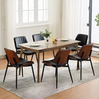 Lot de 2 chaises de salle à manger Acekool en cuir PU, dossier coque, chaises d'appoint style Mid-Century pour salle à manger ou cuisine