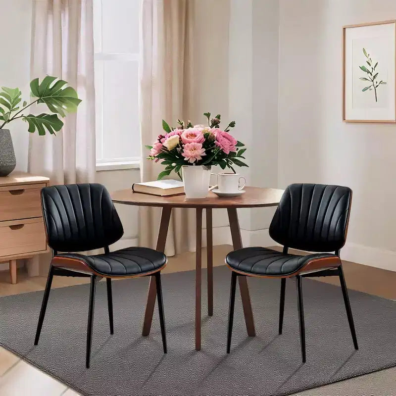 Lot de 2 chaises de salle à manger Acekool en cuir PU, dossier coque, chaises d'appoint style Mid-Century pour salle à manger ou cuisine