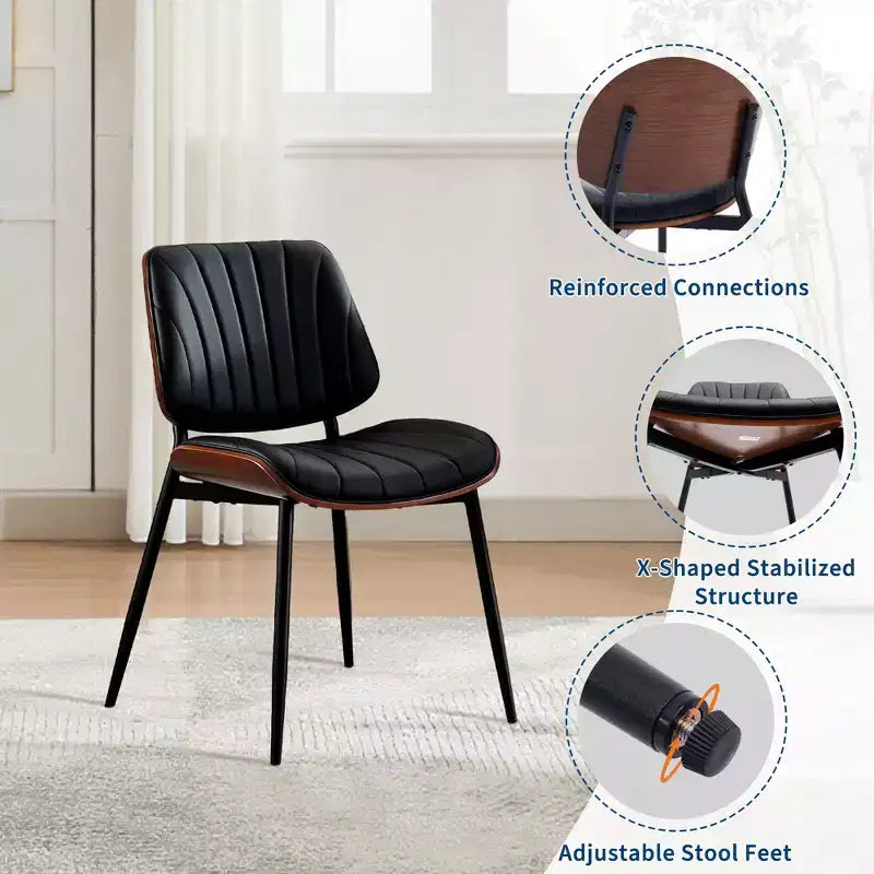 Lot de 2 chaises de salle à manger Acekool en cuir PU, dossier coque, chaises d'appoint style Mid-Century pour salle à manger ou cuisine