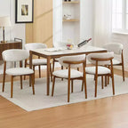 Lot de 2 chaises de salle à manger Acekool en lin beige, sièges rembourrés de style ferme moderne avec pieds en bois marron pour salle à manger