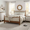 Christopher Knight Home Johnny Vintage Poplar Bed Frame with Upholstered Headboard