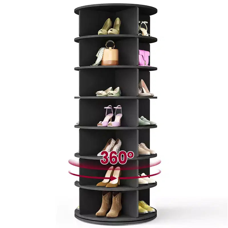 VASAGLE 7-Tier Rotating Shoe Rack Tower, Free Standing 360 Degree Spinning Shoe Organizer, Lazy Susan Bag Display Storage Rack