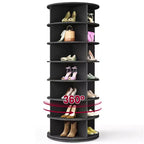 VASAGLE 7-Tier Rotating Shoe Rack Tower, Free Standing 360 Degree Spinning Shoe Organizer, Lazy Susan Bag Display Storage Rack
