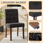Button Tufted Parsons Dining Chairs Set of 2, Upholstered Fabric Kitchen Chairs with Padded Seats & Wood Legs, Living Room Kitchen Furniture