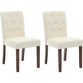 Button Tufted Parsons Dining Chairs Set of 2, Upholstered Fabric Kitchen Chairs with Padded Seats & Wood Legs, Living Room Kitchen Furniture