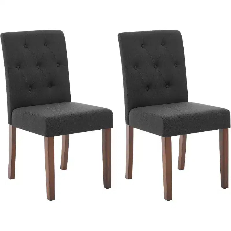 Button Tufted Parsons Dining Chairs Set of 2, Upholstered Fabric Kitchen Chairs with Padded Seats & Wood Legs, Living Room Kitchen Furniture