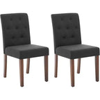 Button Tufted Parsons Dining Chairs Set of 2, Upholstered Fabric Kitchen Chairs with Padded Seats & Wood Legs, Living Room Kitchen Furniture