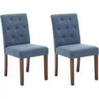 Button Tufted Parsons Dining Chairs Set of 2, Upholstered Fabric Kitchen Chairs with Padded Seats & Wood Legs, Living Room Kitchen Furniture