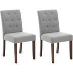Button Tufted Parsons Dining Chairs Set of 2, Upholstered Fabric Kitchen Chairs with Padded Seats & Wood Legs, Living Room Kitchen Furniture