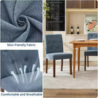 Button Tufted Parsons Dining Chairs Set of 2, Upholstered Fabric Kitchen Chairs with Padded Seats & Wood Legs, Living Room Kitchen Furniture
