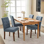 Button Tufted Parsons Dining Chairs Set of 2, Upholstered Fabric Kitchen Chairs with Padded Seats & Wood Legs, Living Room Kitchen Furniture