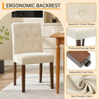 Button Tufted Parsons Dining Chairs Set of 2, Upholstered Fabric Kitchen Chairs with Padded Seats & Wood Legs, Living Room Kitchen Furniture
