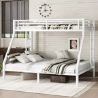 Metal Bunk Bed Twin XL over Queen with Guardrail for Kids and Teens