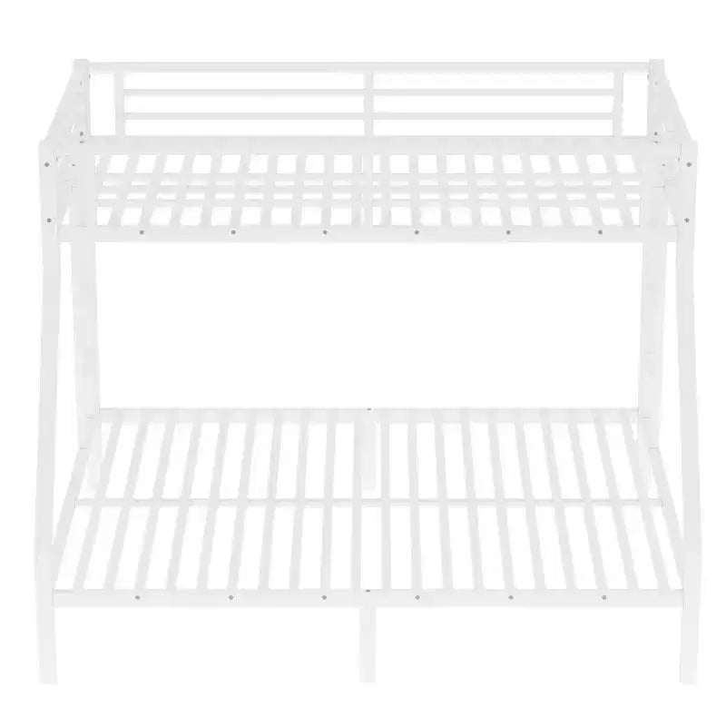 Metal Bunk Bed Twin XL over Queen with Guardrail for Kids and Teens