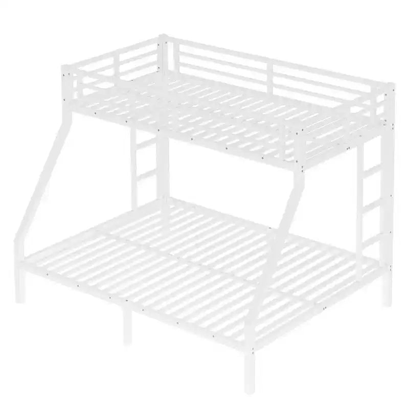 Metal Bunk Bed Twin XL over Queen with Guardrail for Kids and Teens