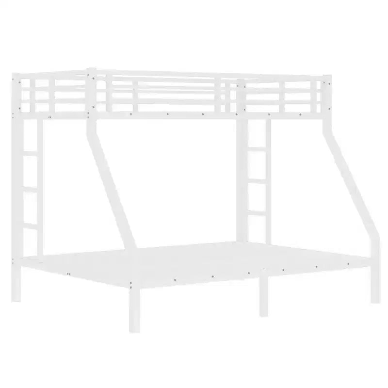 Metal Bunk Bed Twin XL over Queen with Guardrail for Kids and Teens