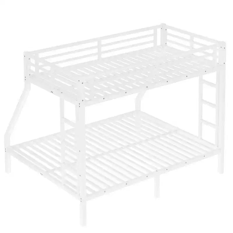 Metal Bunk Bed Twin XL over Queen with Guardrail for Kids and Teens