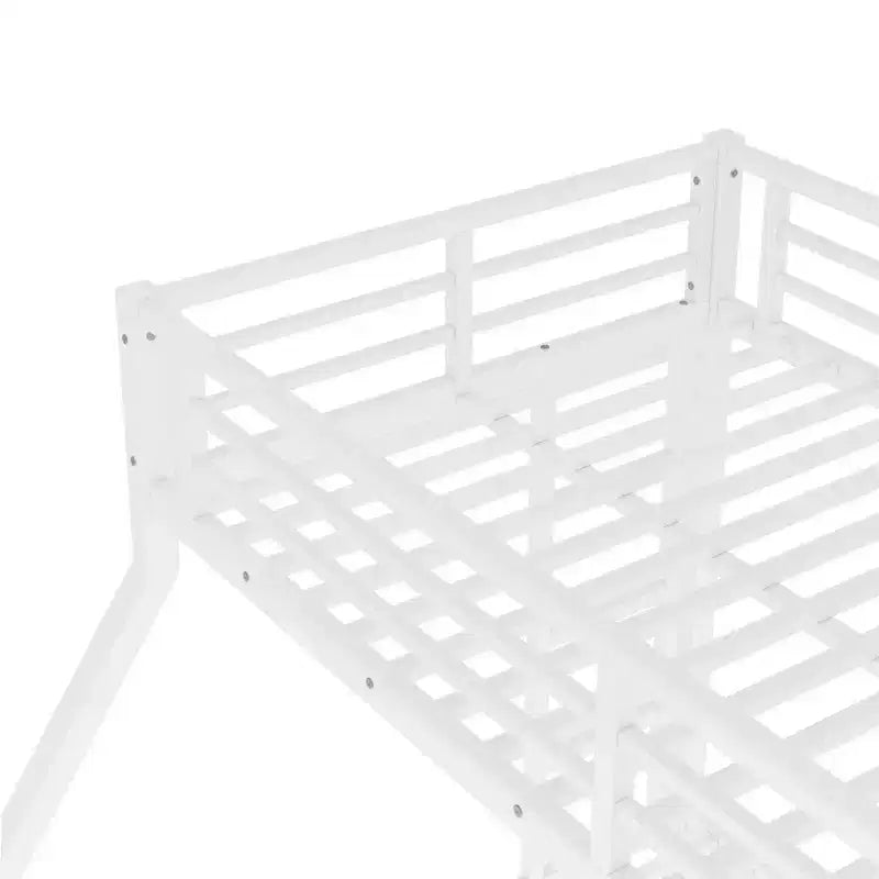 Metal Bunk Bed Twin XL over Queen with Guardrail for Kids and Teens