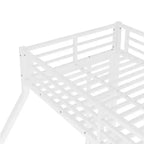 Metal Bunk Bed Twin XL over Queen with Guardrail for Kids and Teens