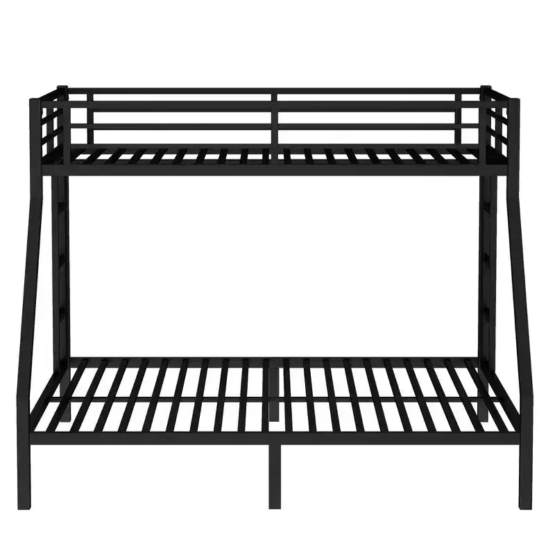 Metal Bunk Bed Twin XL over Queen with Guardrail for Kids and Teens