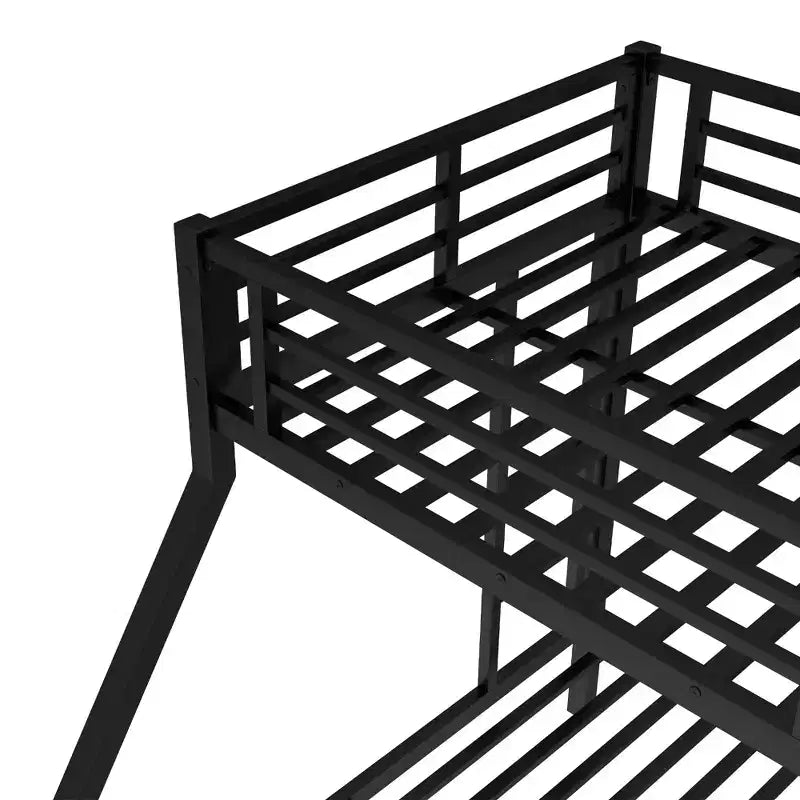 Metal Bunk Bed Twin XL over Queen with Guardrail for Kids and Teens