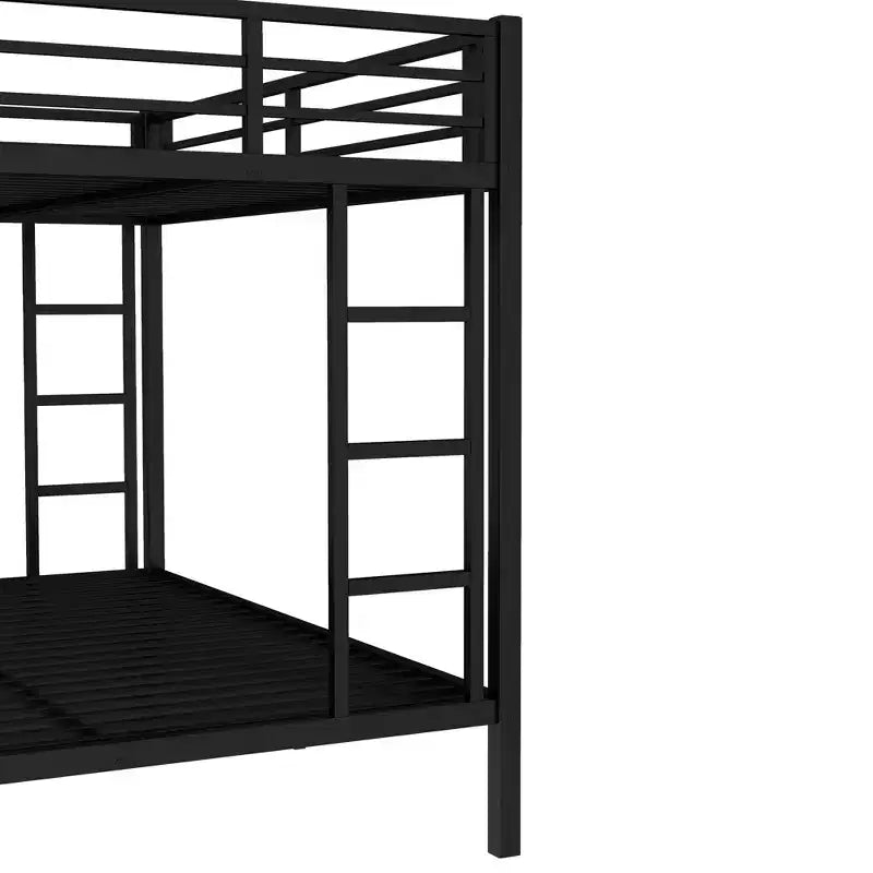 Metal Bunk Bed Twin XL over Queen with Guardrail for Kids and Teens