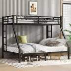 Metal Bunk Bed Twin XL over Queen with Guardrail for Kids and Teens