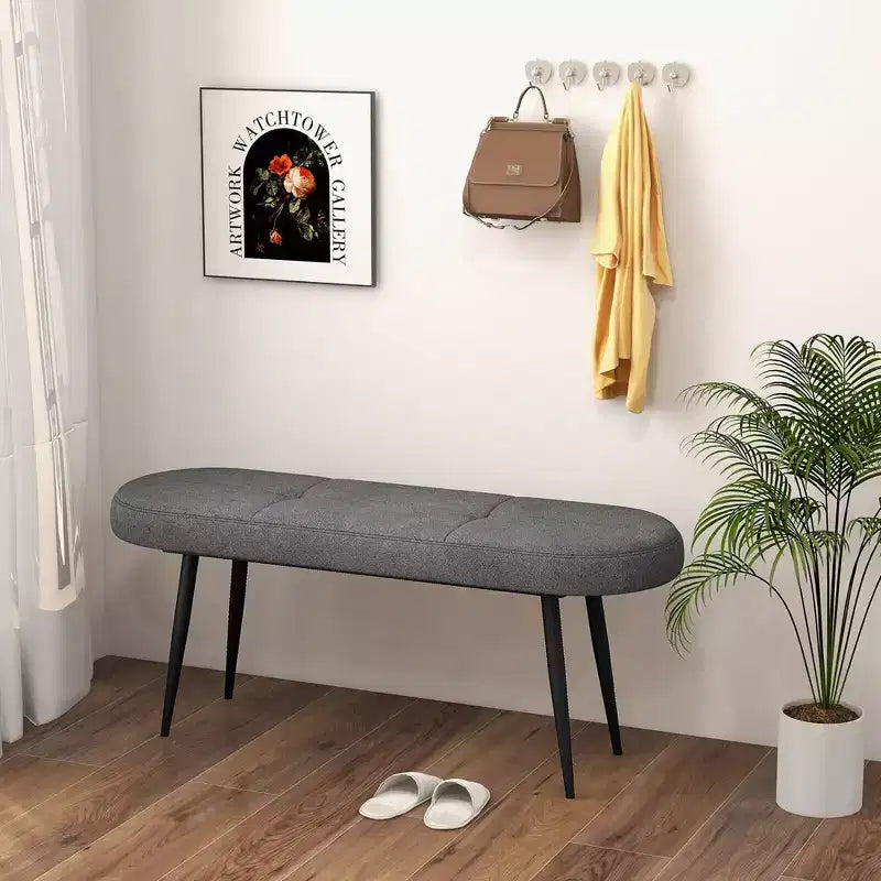 Banc d'entrée rembourré Costway 47 po avec siège rembourré et cadre en métal robuste