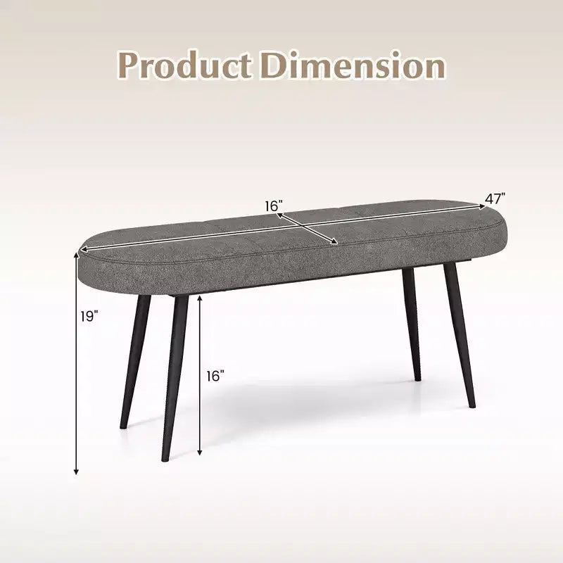 Banc d'entrée rembourré Costway 47 po avec siège rembourré et cadre en métal robuste