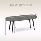 Banc d'entrée rembourré Costway 47 po avec siège rembourré et cadre en métal robuste