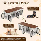 Meuble Double Niche pour Chien 71, Chenil en Bois pour 2 Chiens de Grande/Moyenne Taille avec Séparateur et Coussin