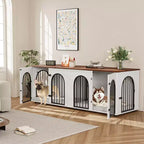 Meuble Double Niche pour Chien 71, Chenil en Bois pour 2 Chiens de Grande/Moyenne Taille avec Séparateur et Coussin