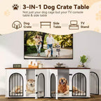 Meuble Double Niche pour Chien 71, Chenil en Bois pour 2 Chiens de Grande/Moyenne Taille avec Séparateur et Coussin