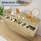 Commode à 6 tiroirs de 120 cm de large - Meuble de rangement en bois rustique avec poignées barre, capacité de 68 kg, design vintage