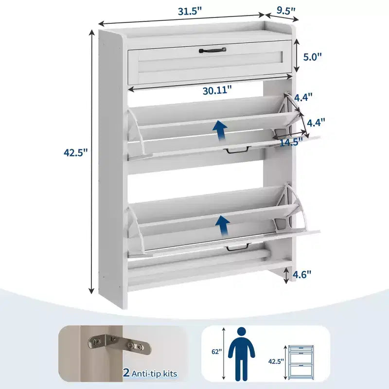 Meuble à chaussures vert laqué de 80 cm de large, avec 2 tiroirs abattants, organisateur autoportant avec rangement dissimulé pour entrée et couloir