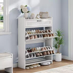 Meuble à chaussures vert laqué de 80 cm de large, avec 2 tiroirs abattants, organisateur autoportant avec rangement dissimulé pour entrée et couloir
