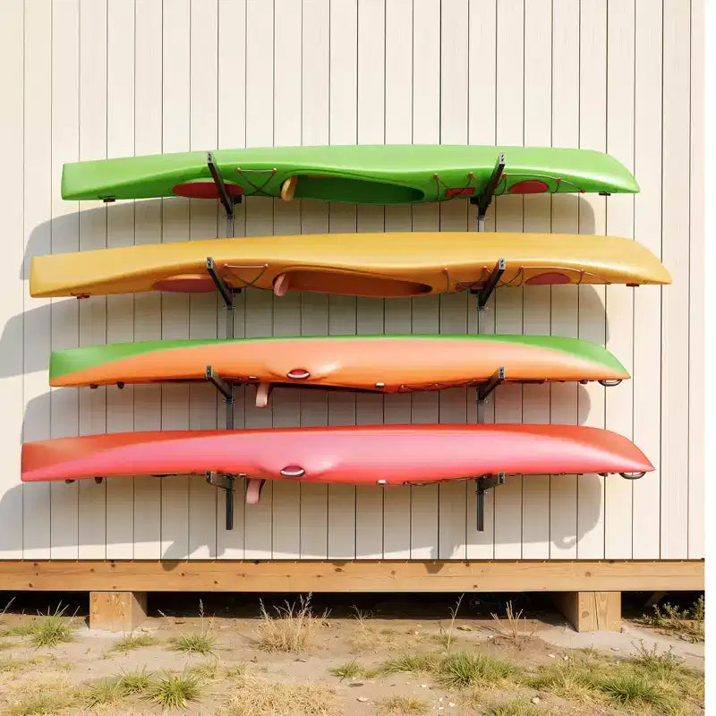 VEVOR Support de Rangement pour 4 Kayaks, Capacité de 136 kg, Support Mural Réglable Robuste pour Intérieur, Extérieur, Garage, Abri, Quai, Noir