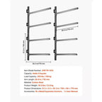 VEVOR Support de Rangement pour 4 Kayaks, Capacité de 136 kg, Support Mural Réglable Robuste pour Intérieur, Extérieur, Garage, Abri, Quai, Noir
