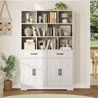 Acekool Étagère 6 Niveaux de 180 cm avec 8 Niches, 2 Tiroirs, 4 Portes pour Salon et Bureau