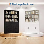 Acekool Étagère 6 Niveaux de 180 cm avec 8 Niches, 2 Tiroirs, 4 Portes pour Salon et Bureau