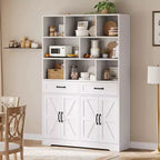 Acekool Étagère 6 Niveaux de 180 cm avec 8 Niches, 2 Tiroirs, 4 Portes pour Salon et Bureau