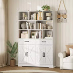 Acekool Étagère 6 Niveaux de 180 cm avec 8 Niches, 2 Tiroirs, 4 Portes pour Salon et Bureau