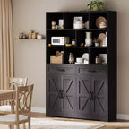 Acekool Étagère 6 Niveaux de 180 cm avec 8 Niches, 2 Tiroirs, 4 Portes pour Salon et Bureau