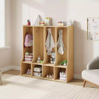 Acekool 4-Section Kids Coat Locker with 4 Cubbies & 8 Hooks for Classroom, Nursery & Home