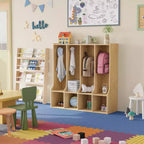 Acekool 4-Section Kids Coat Locker with 4 Cubbies & 8 Hooks for Classroom, Nursery & Home