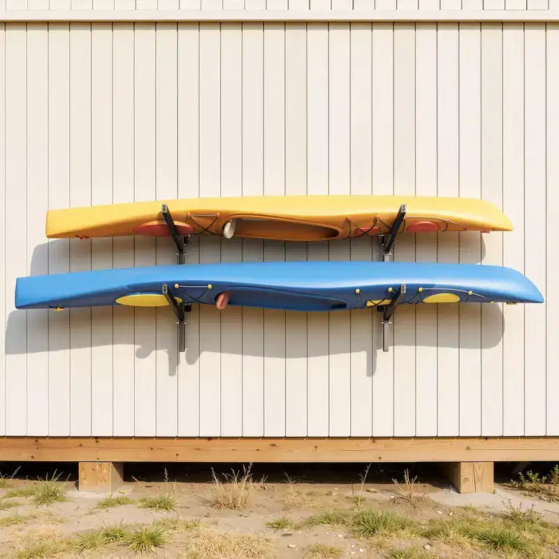 Porte-kayaks VEVOR pour 2 kayaks, capacité de 90 kg, support mural réglable robuste pour garage intérieur/extérieur, abri de jardin, quai, noir