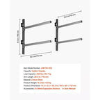 Porte-kayaks VEVOR pour 2 kayaks, capacité de 90 kg, support mural réglable robuste pour garage intérieur/extérieur, abri de jardin, quai, noir