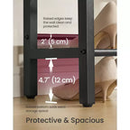 VASAGLE Banc range-chaussures 3 niveaux, Étagères monobloc, Organiseur de rangement de chaussures avec bords surélevés, Industriel, Montage facile, Marron rustique et noir mat